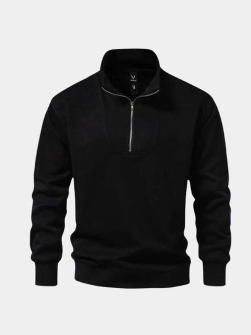 Zip Black Lapel Sports Sweatshirt - CAAYWORLD CAAYWORLD
