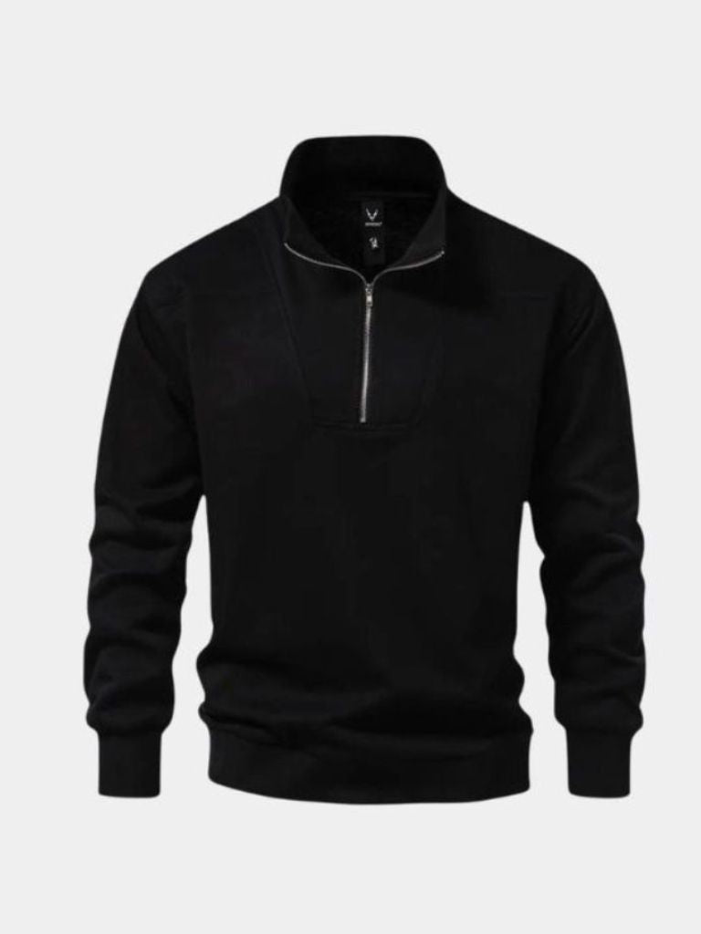 Zip Black Lapel Sports Sweatshirt - CAAYWORLD CAAYWORLD