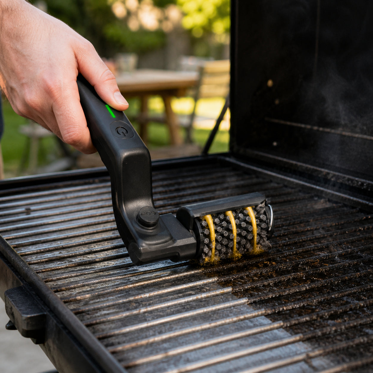 Brasen cleaning a dirty grill grate