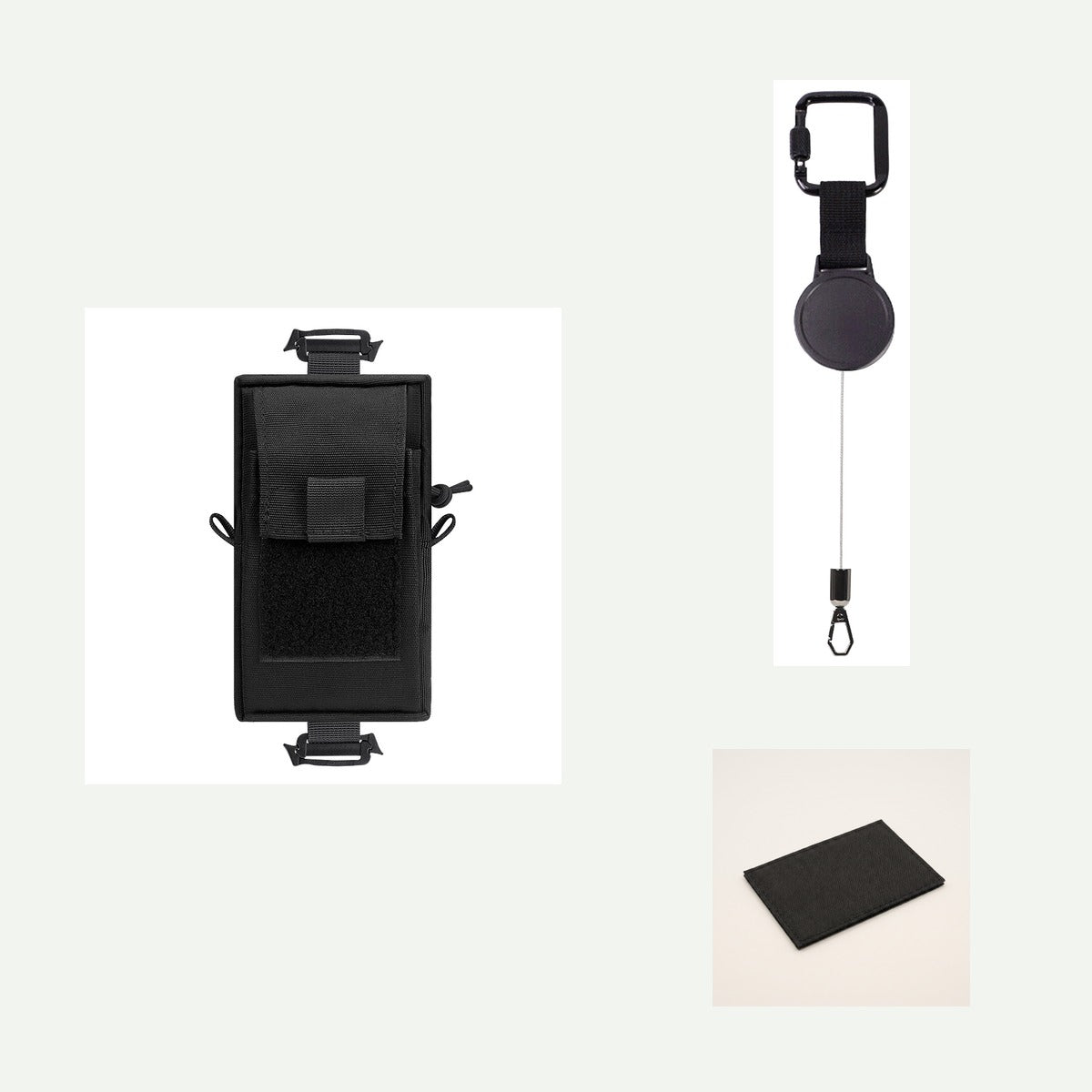 Kordra kit with pouch, tether, patch and carabiner