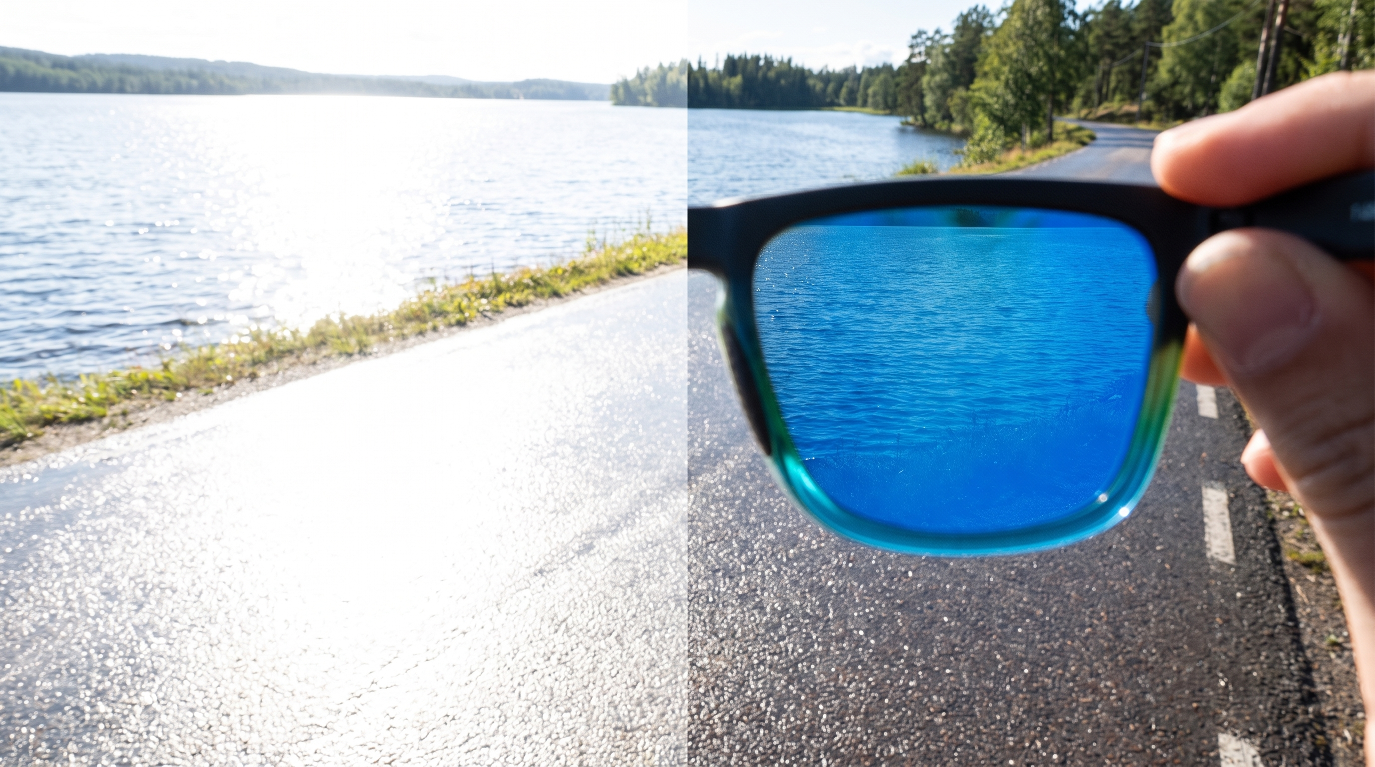 View of water glare with and without the Kestryn polarized lens