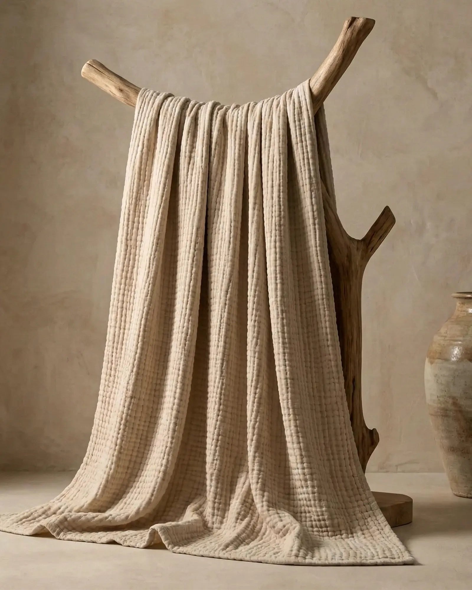 Morvelle blanket draped in warm natural light