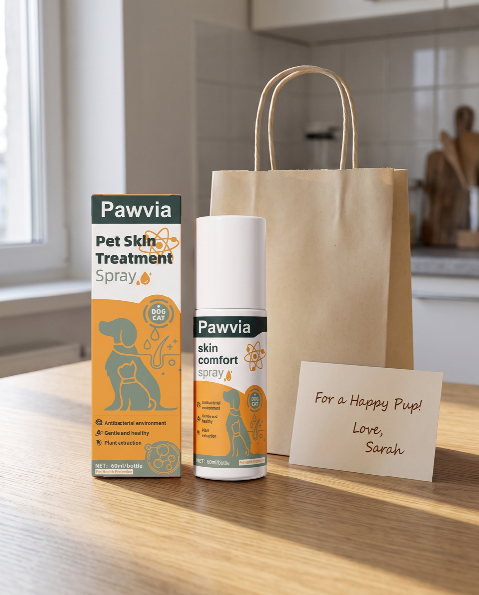 Pawvia skin comfort spray gift setup