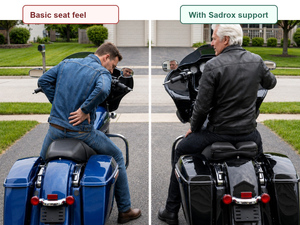 Rider comparison showing basic seat feel and Sadrox support